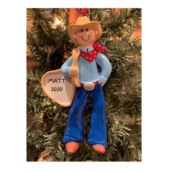 COWBOY Christmas Ornament- Personalized Cowboy Christmas Ornament
