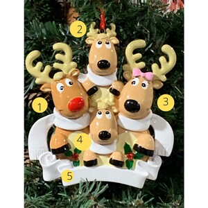 Personalized Deer Family Christmas Ornament 4-Personalized Family of 4 Ornament-Our &quot;Dear&quot; Family