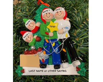 Decorating The Christmas Tree Family of 4-Personalized Christmas Ornament-Family of 4-VIDEO