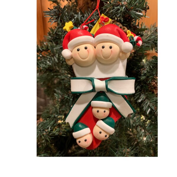 FAMILY STOCKING 5 - Personalized Christmas Ornament
