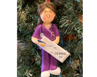 NURSE Ornament Female - Personalized Nurse Christmas Ornament-LPN-Physical Therapist-CNA