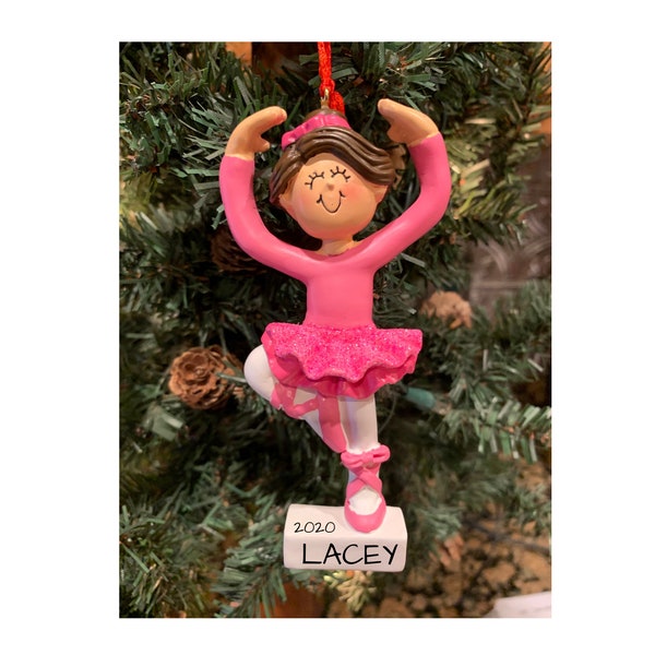 BALLERINA - Personalized Brunette Ballerina Ornament-Ballet Dancer Ornament