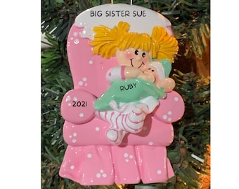 Personalized Big Sister Ornament, Blonde Hair