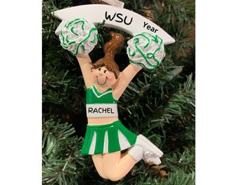 Personalized Cheerleader Ornament Green-Cheerleading Ornament-Cheerleader
