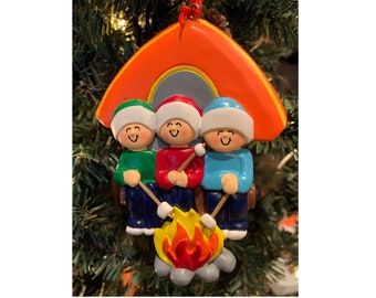 Personalized Family 3 Camping Christmas Ornament With Dog - Family 3 ...