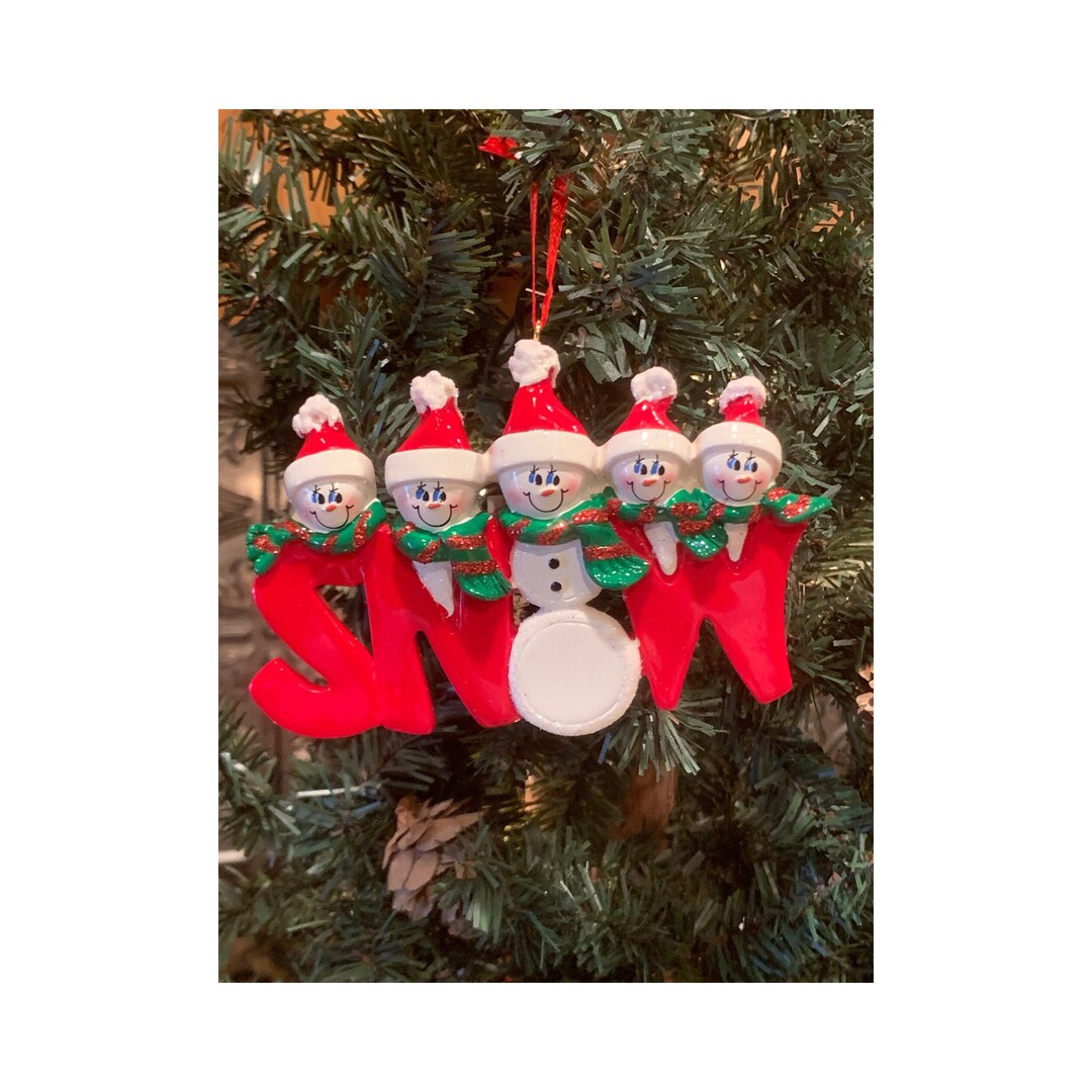 SNOW FAMILY 5 - Personalized Family of 5 Christmas Ornament - Etsy