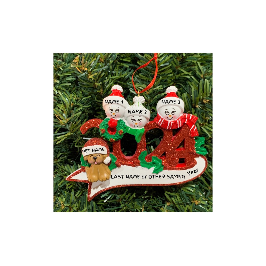 2024 Family of 3 With Dog Personalized Christmas Ornament-family of 3 ...