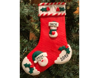 SINGLE PARENT STOCKING 2 - Personalized Christmas Ornament