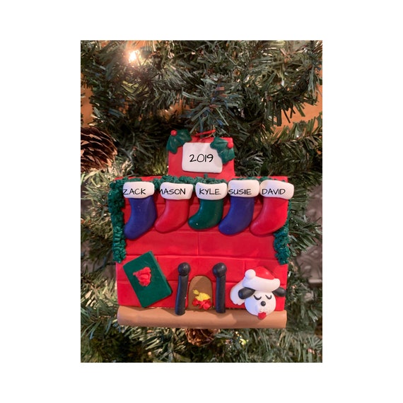 Fireplace Stockings 5 Personalized Christmas Ornament Etsy
