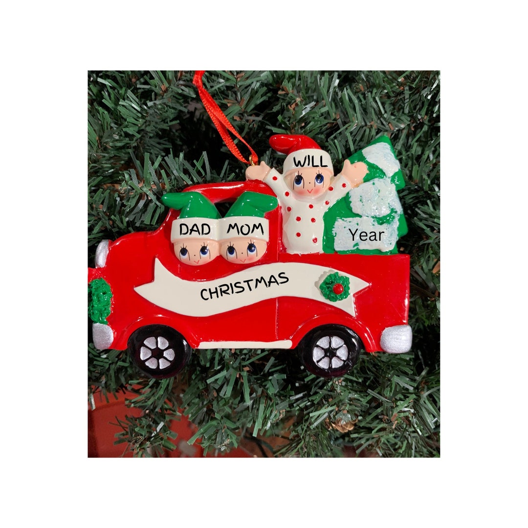 Personalized Family of 3 Christmas Tree Ornament - Etsy