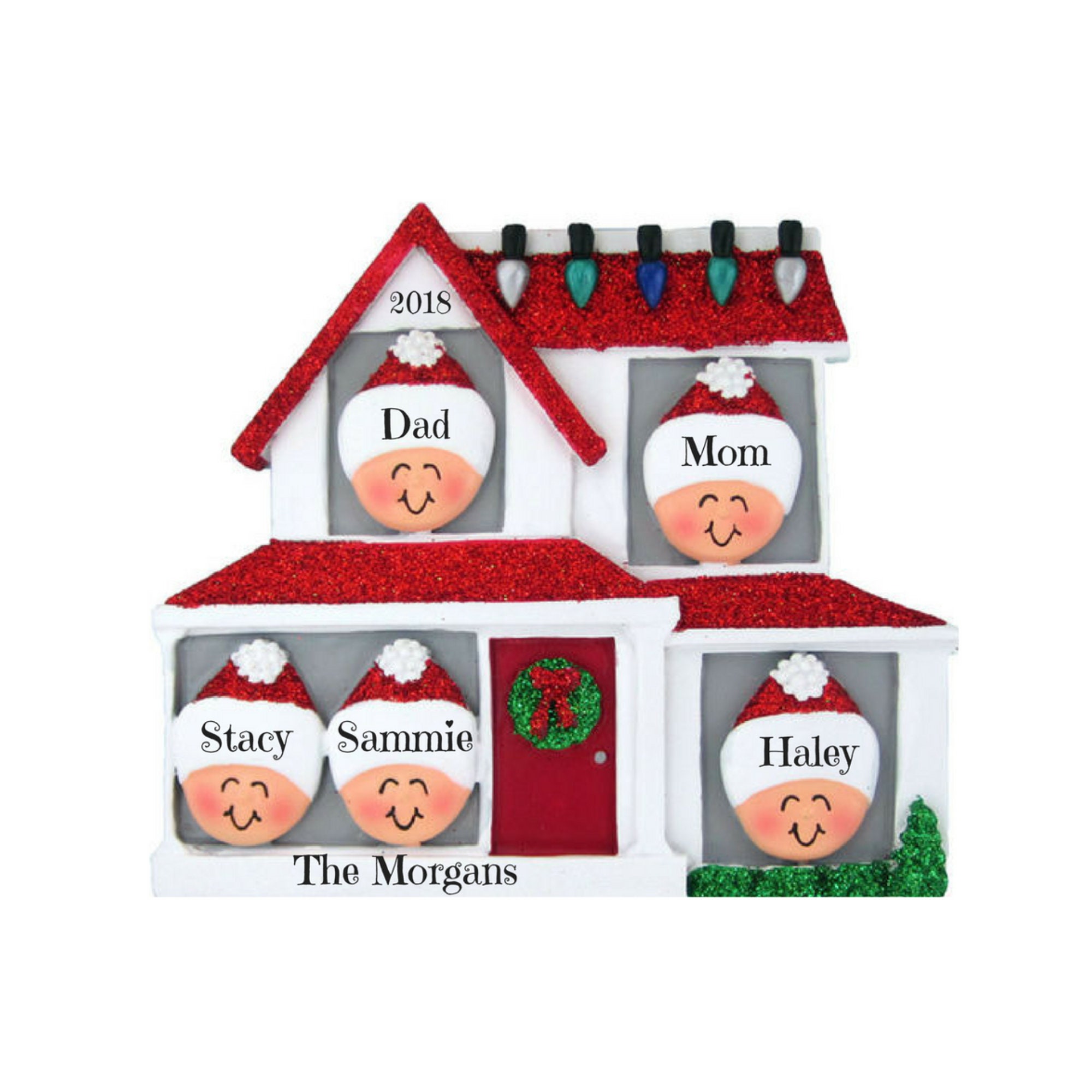 GLITTER HOUSE FAMILY 5 - Personalized Christmas Ornament - Etsy