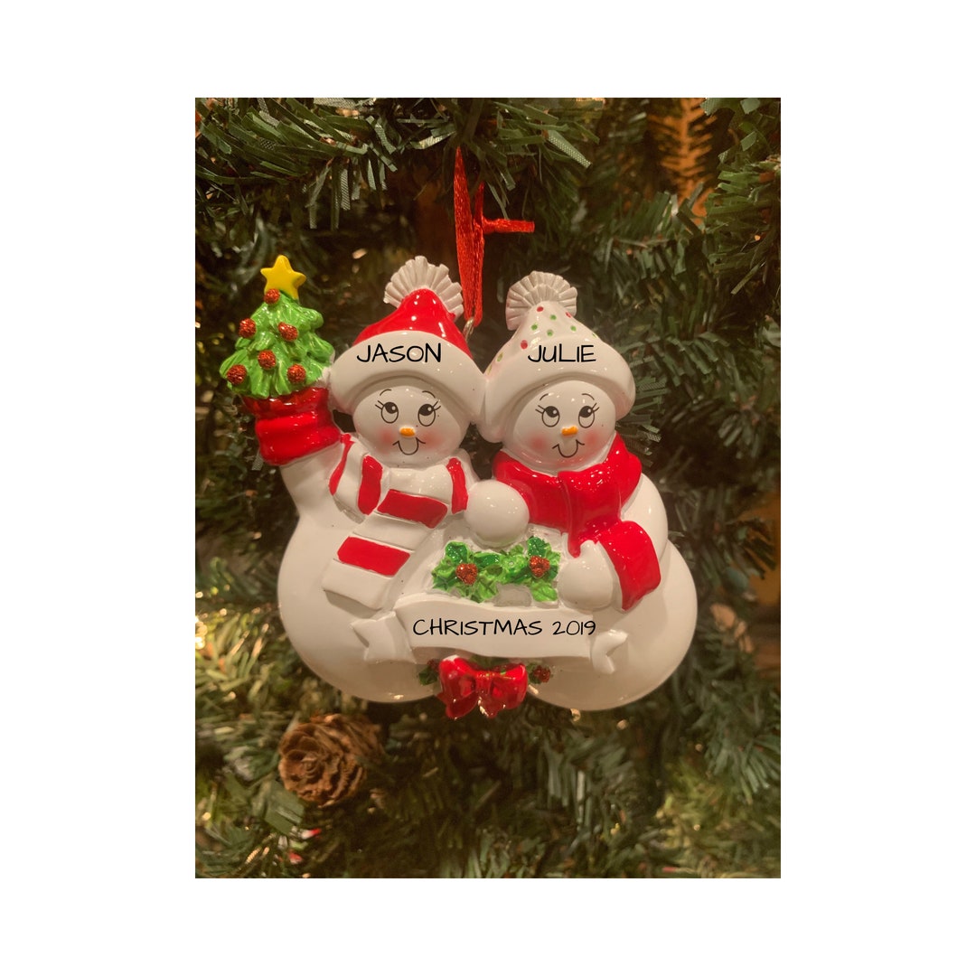 SNOW FAMILY COUPLE - Personalized Couple Christmas Ornament - Etsy