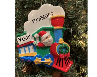 Personalized Santa Train Ornament: Name & Year