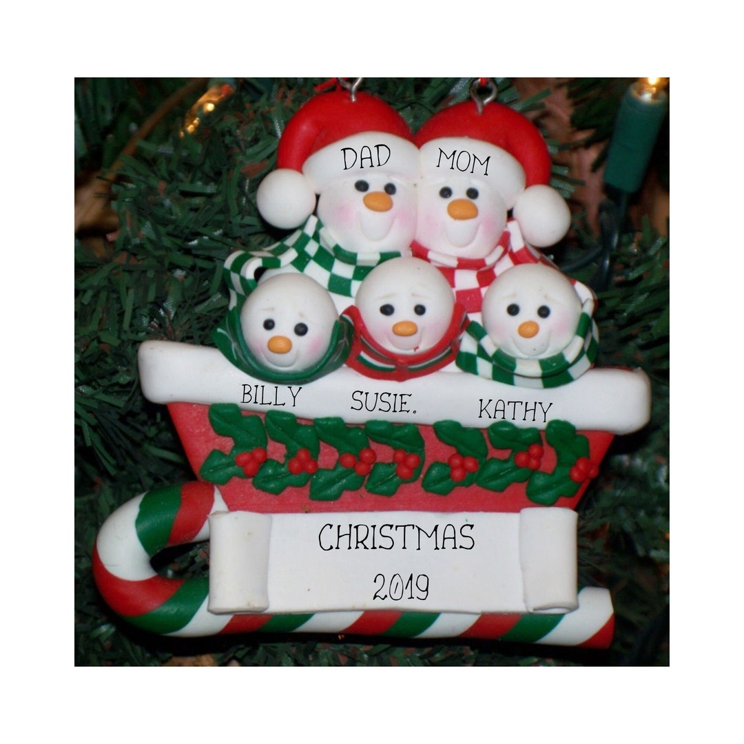 SNOW SLEIGH FAMILY 5 - Personalized Christmas Ornament - Etsy