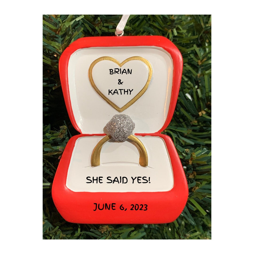 Personalized Engagement Ring Ornament-bride and Groom, Engagement ...