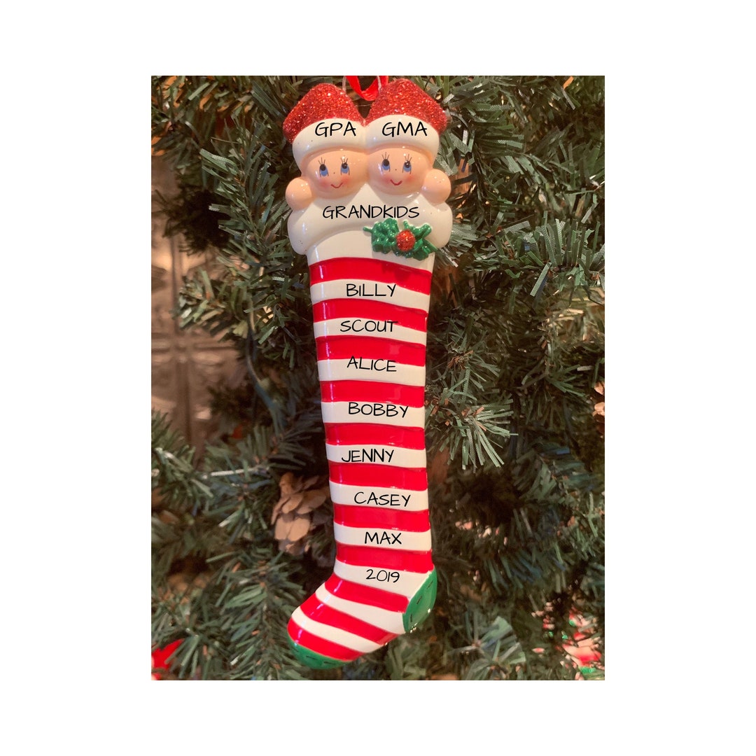 Personalized CHRISTMAS STOCKING Ornament Personalized Christmas Ornaments-grandkids-grandparents 