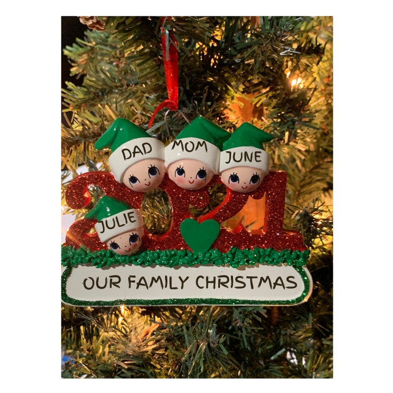 Personalized Family of 4 Christmas Ornament - 2021 Keepsake - Etsy