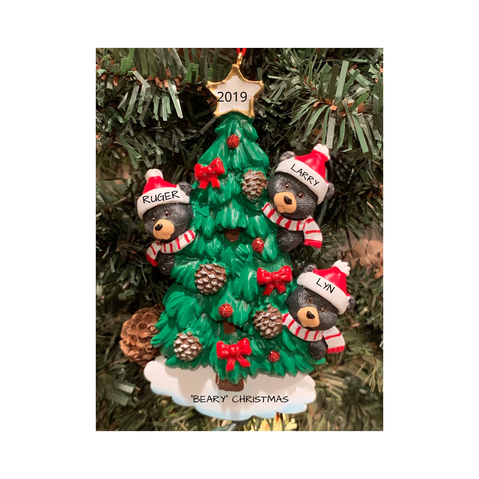 Family of 3 2019 Personalized Gingerbread House Family Christmas Tree Ornament Free Personalized Family of 5