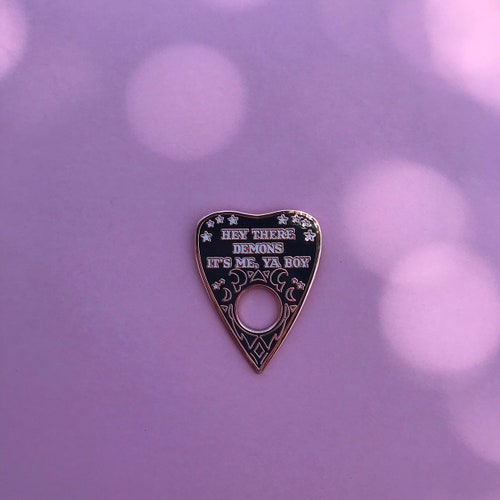 Black Variant Spooky Demon Rose Gold Planchette Ouija Enamel Pin Unsolved Inspired