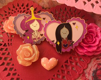 Marceline and Princess Bubblegum Valentines Day Rose Gold Pin Set