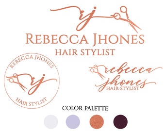 Rose Gold Hair Stylist Logo Deign Hair Stylist Business Card Etsy