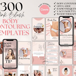 300 Body Contouring Instagram Story Templates, Lipo Laser, Radio Frequency, Wood Therapy, Vacuum Butt Lift,  Fat Cavitation