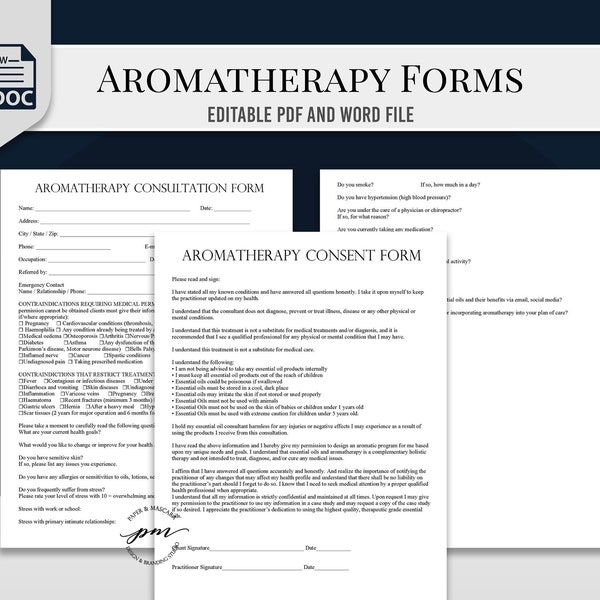 Aromatherapy Intake Form Etsy
