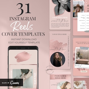 Instagram Reels Template, Rose Gold Editable Instagram Reels Templates in Canva, Instagram Stories, Social Media, Video Templates