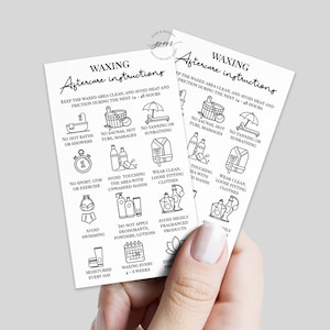 Waxen nazorgkaart, ontharing nazorgkaart, waxen salonkaart, nazorginstructies