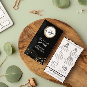 Editable Henna Brow Aftercare Card, Henna Brow Aftercare Information Card Template, editable Canva Template