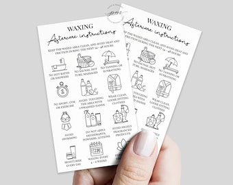 Waxing Aftercare Card, Hair Removal Aftercare Card, Waxing Salon Card, Aftercare Instructions