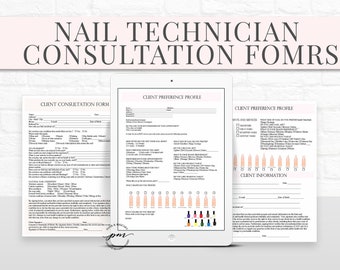 Nail Technician Client Forms for Tablets, iPad Nail Artist Client Forms, Nail Client Preference Profile, Nail Technician Planner