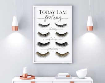 Póster de extensiones de pestañas, impresión de pestañas, decoración de esteticista, decoración de pestañas, decoración de salón de belleza