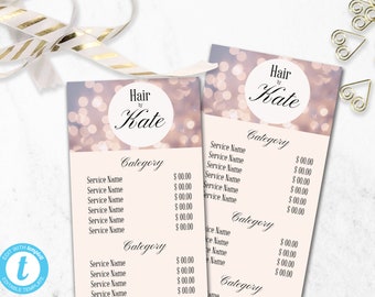 salon price menu etsy