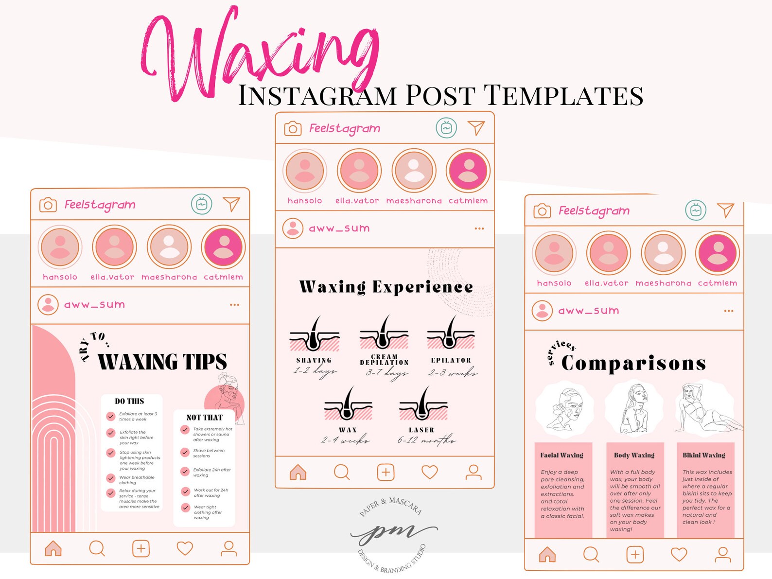 Waxing Instagram Post Templates Editable Hair Removal Social - Etsy