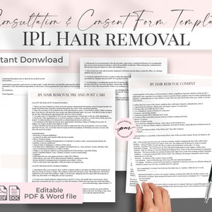 Modèle de formulaire de consentement à l'épilation IPL, modèle d'instructions de suivi de l'épilation IPL