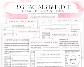Facials Formen Bundle, anpassbare Esthetikerin Konsensformulare, Fachsortenkonsultationsformen