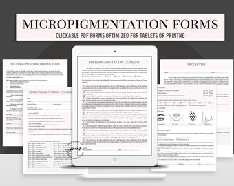 Micropigmentation Forms, Clickable Micropigmentation Files for Tablets, Semi Permanent Makeup Form
