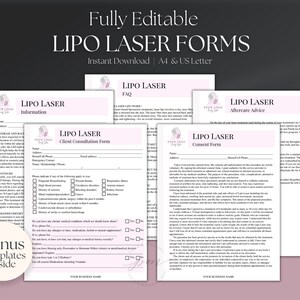 Lipo Laser Client Intake and Consent Form Templates, Editable Body Contouring Consent Forms, Body Sculpting Client Forms