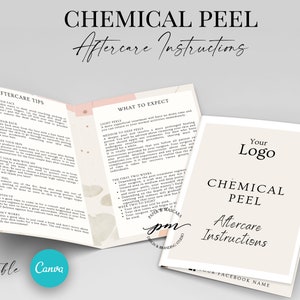Editable Chemical Peel Aftercare Instructions Card, Editable Chemical Peel Facials Aftercare, Editable Canva Template