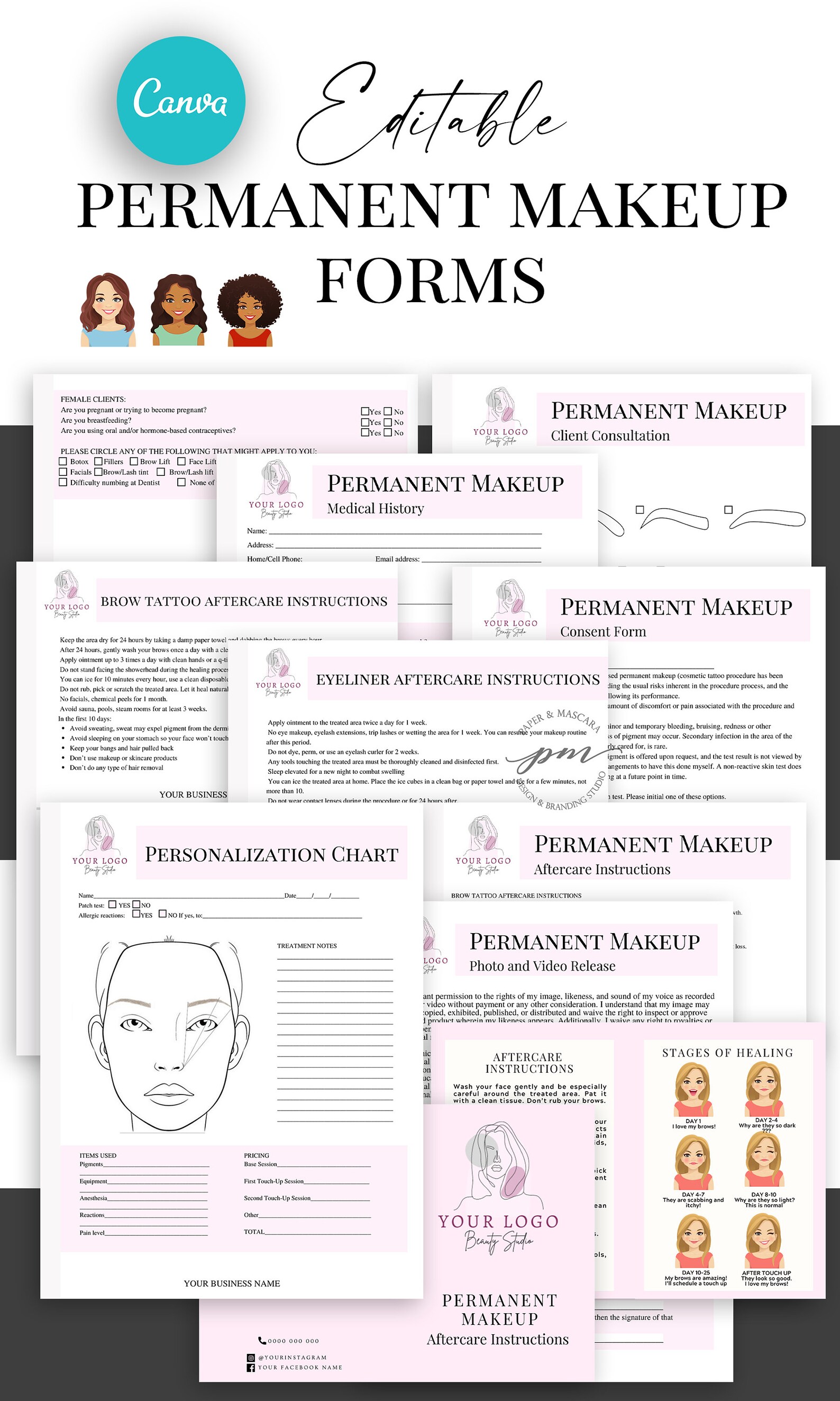 Editable Permanent Makeup Consent and Client Consultation Form Template ...
