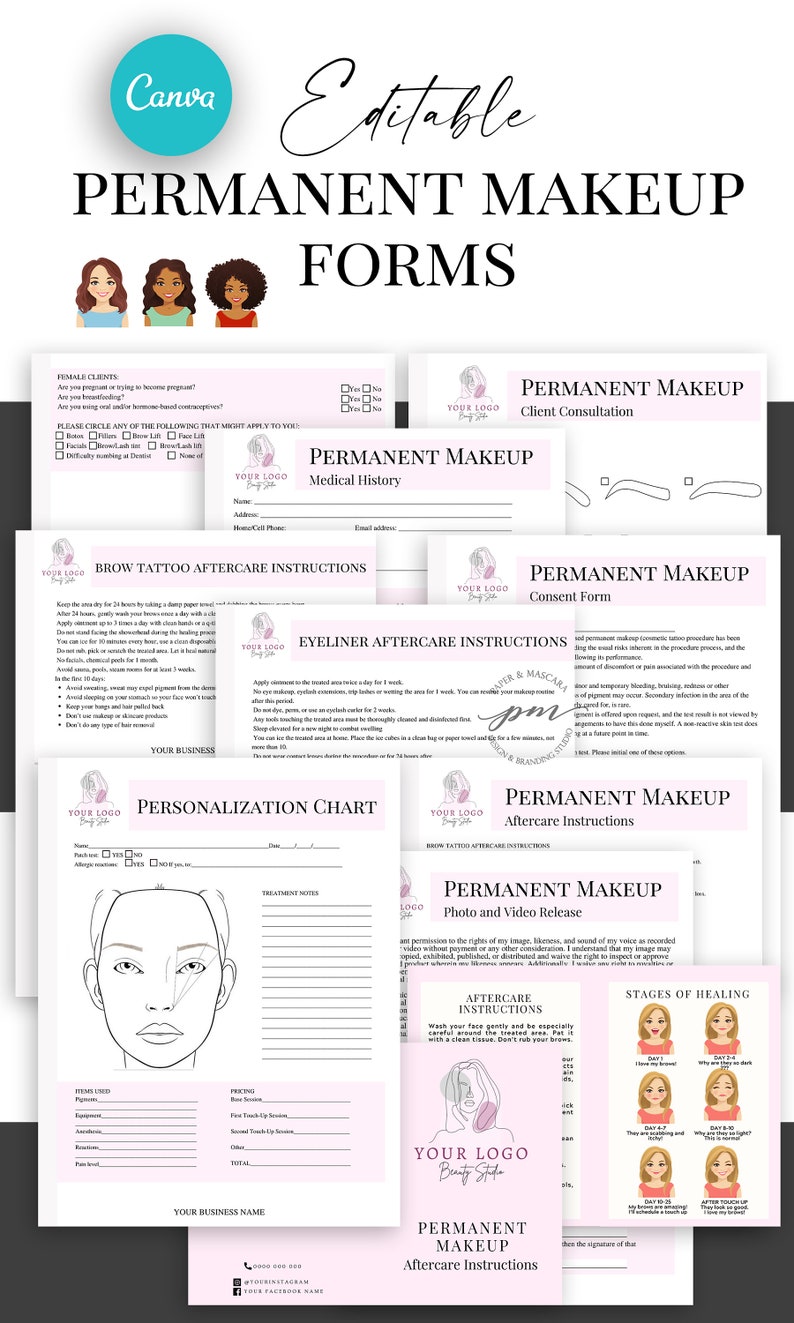 Editable Permanent Makeup Consent and Client Consultation Form Etsy