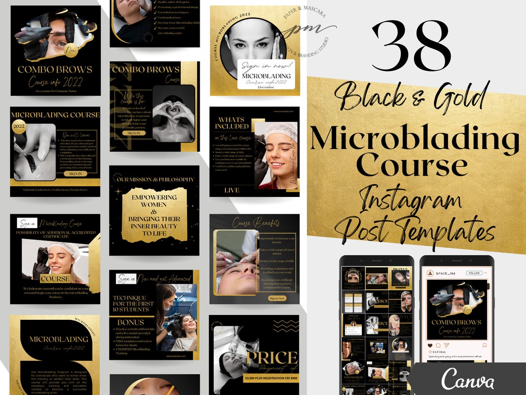 Microblading Course Instagram Post Templates, Editable Microblading ...