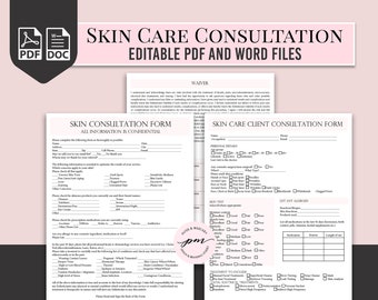 Formulario de consulta del cliente para el cuidado de la piel, formulario de spa para tratamientos faciales, formulario de salón, formulario de gestión de salón y spa imprimible, servicios de esteticista