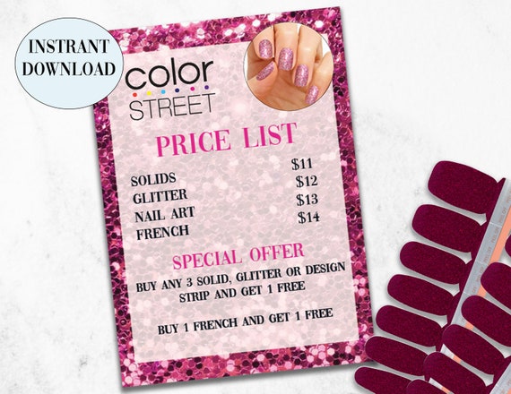 Color Street Printable Price List Color Street Flyer Color | Etsy