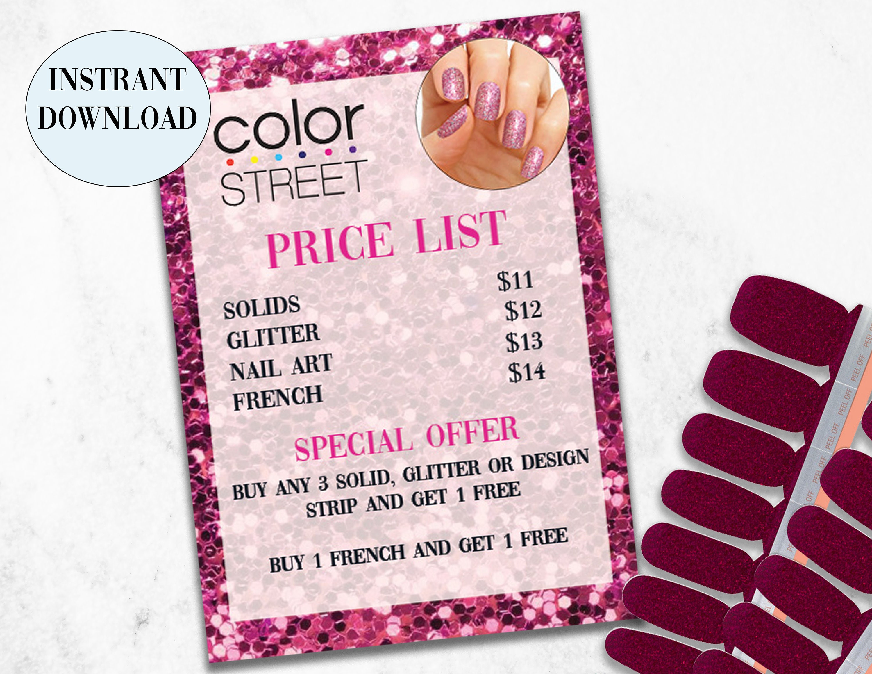 Color Street Printable Price List Color Street Flyer Color Etsy