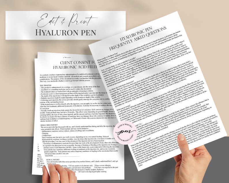 Hyaluronic Acid Pen Consent Form Template Facial Fillers Etsy