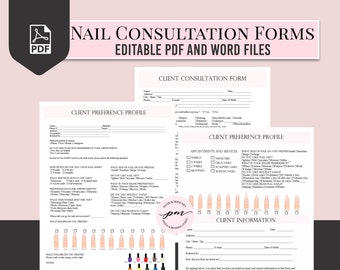 Nail Technician Client Forms, Nail Client Preference Profile, Pink Nail Artist Client Forms, Nail Technician Planner