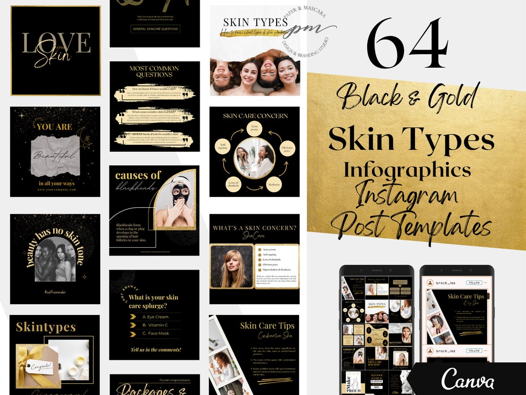 Skin Types Instagram Post Templates, Editable Skincare Social Media ...