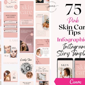 Esthetician Skincare Tips Instagram Story Templates, Editable Skincare Tips Social Media Story, Esthetician Instagram Story